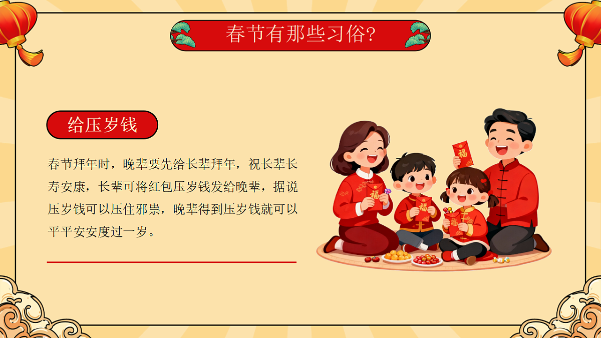 黄色国潮风传统节日春节习俗介绍 课件第5页