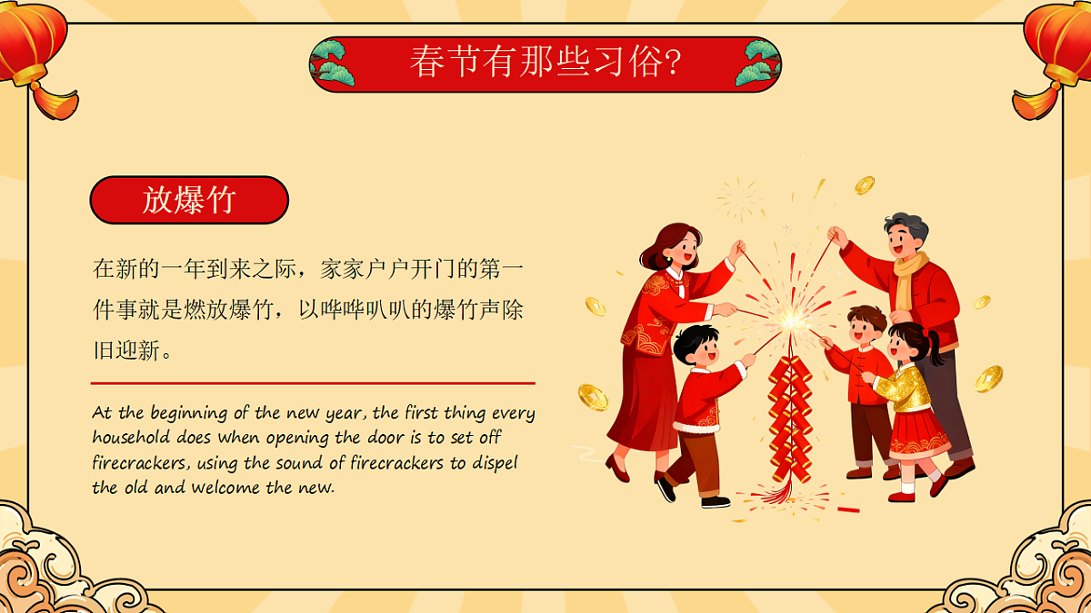 黄色国潮风传统节日春节习俗介绍 课件第6页