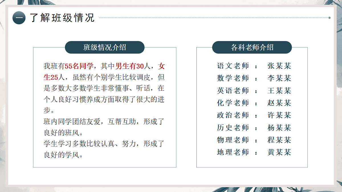 蓝色中国风七年级期中家长会 课件第5页