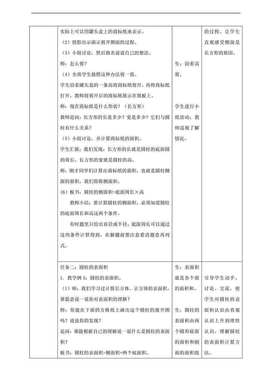 【任务型备课】苏教版六年级下册-2.2 圆柱的表面积（教学设计）第2页