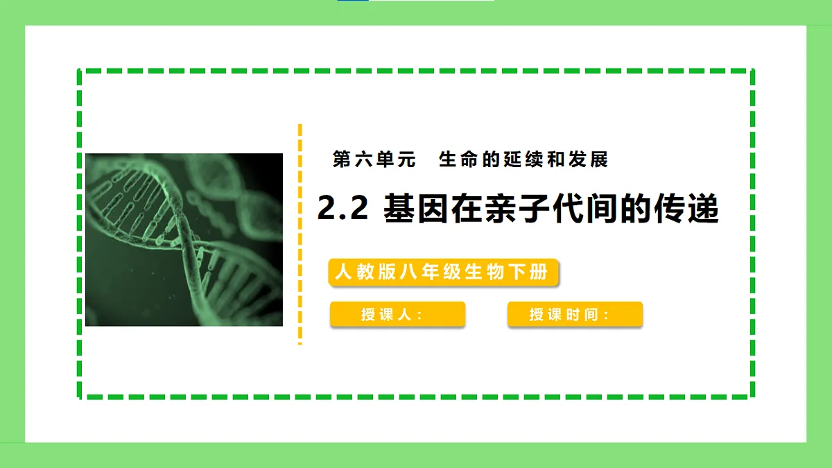 【核心素养目标】人教版初中生物八年级下册6.2.2《基因在亲子代间的传递》课件第1页