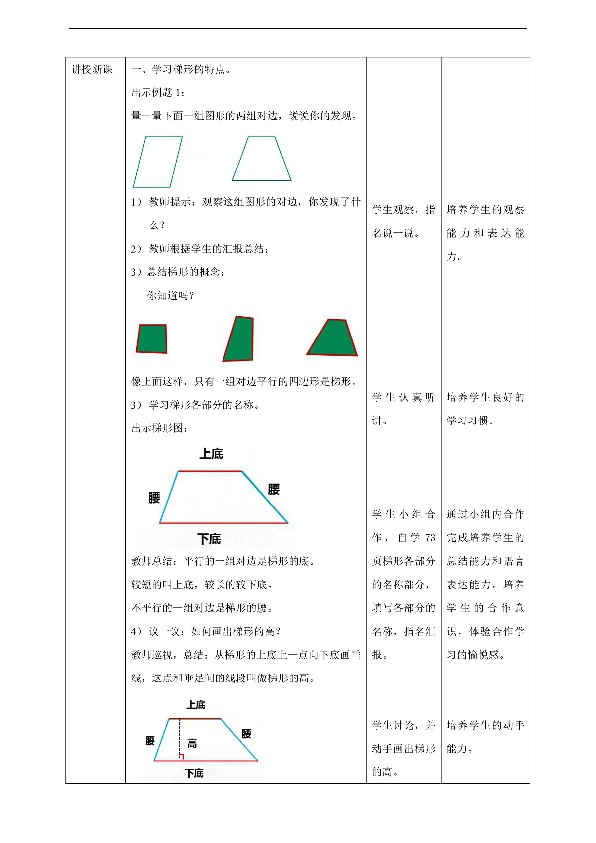 【任务型备课】西师大版四年级下册-6.2 梯形（教案）第2页