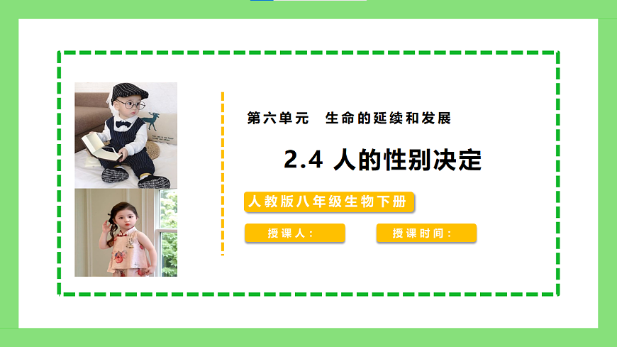 人教版初中生物八年级下册6.2.4《人的性别遗传》课件第1页