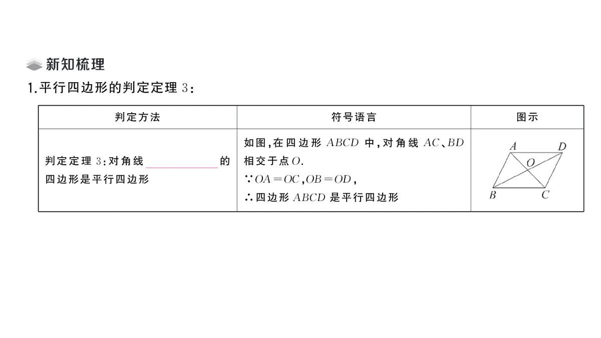 初中数学新华东师大版八年级下册17.2第2课时 平行四边形的判定定理3课堂作业课件（2026春）（放映显示答案）第2页