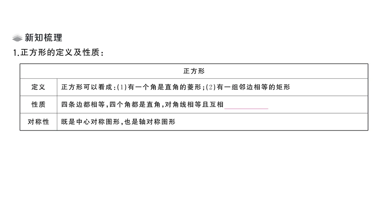 初中数学新华东师大版八年级下册18.3 正方形课堂作业课件（2026春）（放映显示答案）第2页