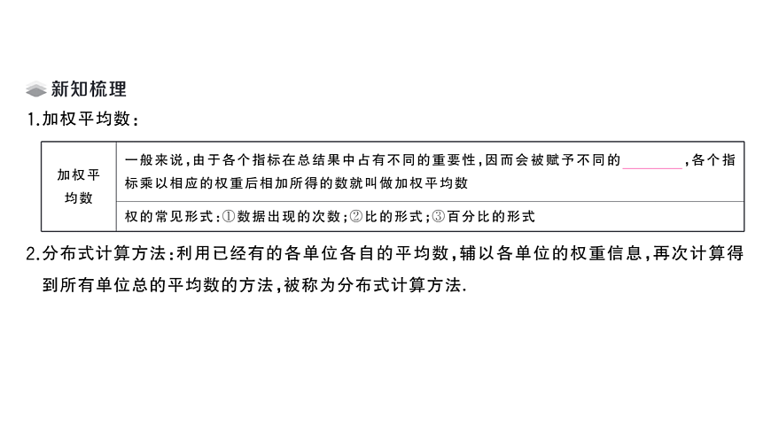 初中数学新华东师大版八年级下册19.1.2 加权平均数课堂作业课件（2026春）（放映显示答案）第2页