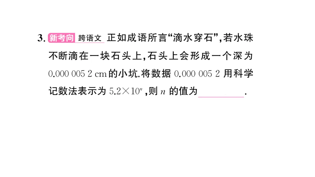 初中数学新华东师大版八年级下册15.4.2 科学计数法课后作业课件（2026春）（放映显示答案）第4页