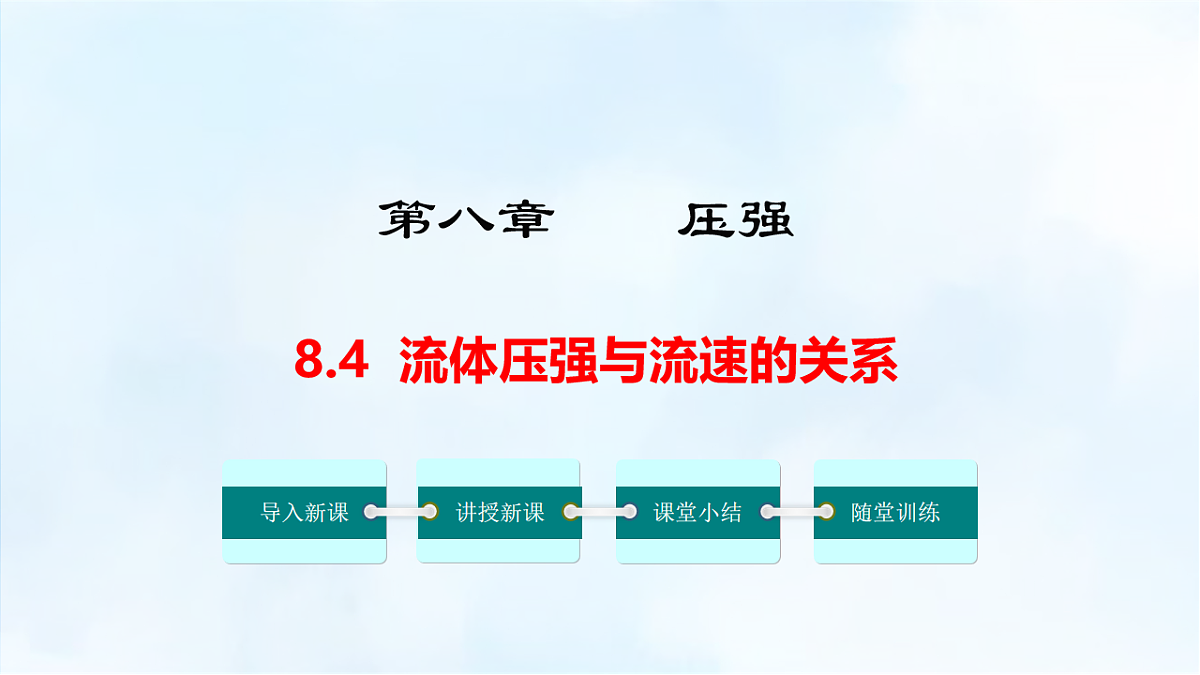 沪粤版八年级物理下册教学课件《8.4 流体压强与流速的关系》第1页