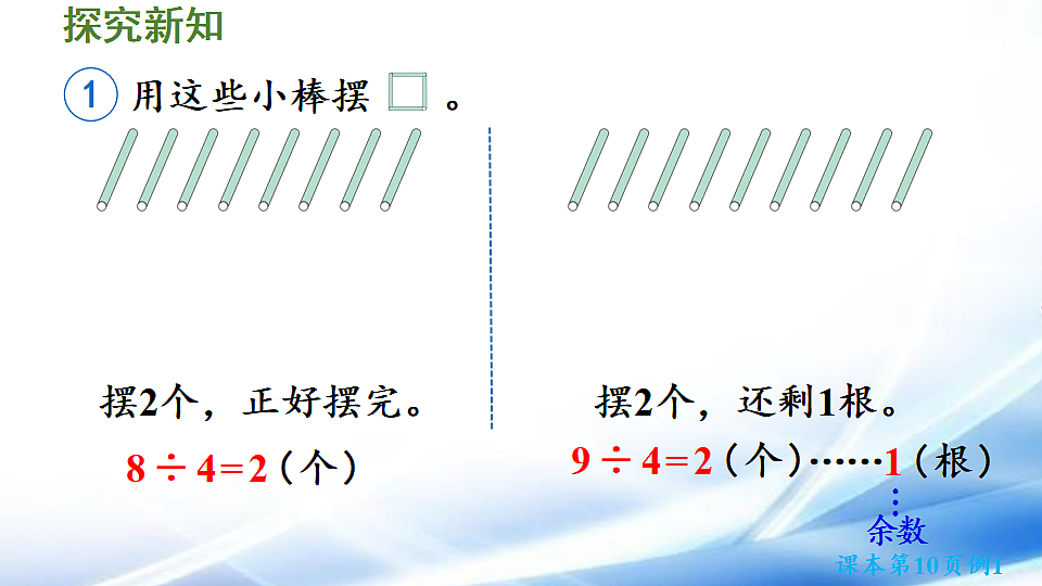 人教版二年级数学下册第1单元第1课时  有余数除法的含义课件第5页