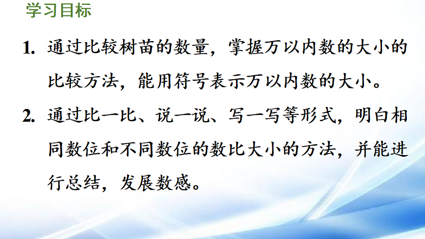 人教版二年级数学下册第3单元第6课时  10000以内数的大小比较课件第2页
