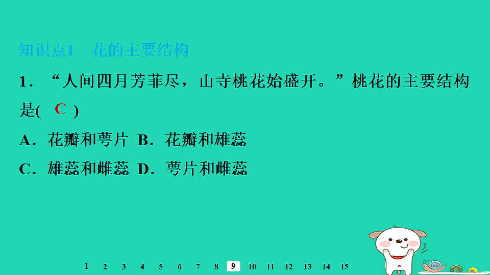 2025八年级生物上册第五单元植物的生活第一章绿色开花植物的一生第四节开花结果习题课件冀少版（含答案）第3页