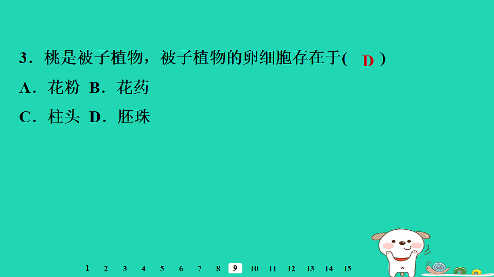 2025八年级生物上册第五单元植物的生活第一章绿色开花植物的一生第四节开花结果习题课件冀少版（含答案）第5页