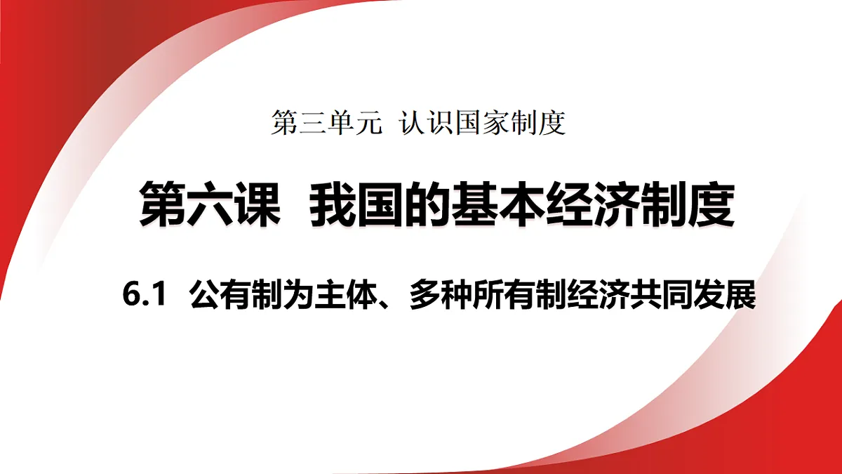 6.1 公有制为主体、多种所有制经济共同发展 课件统编版道德与法治八年级下册第1页