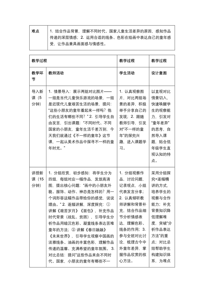《不一样的童年》教学设计第2页