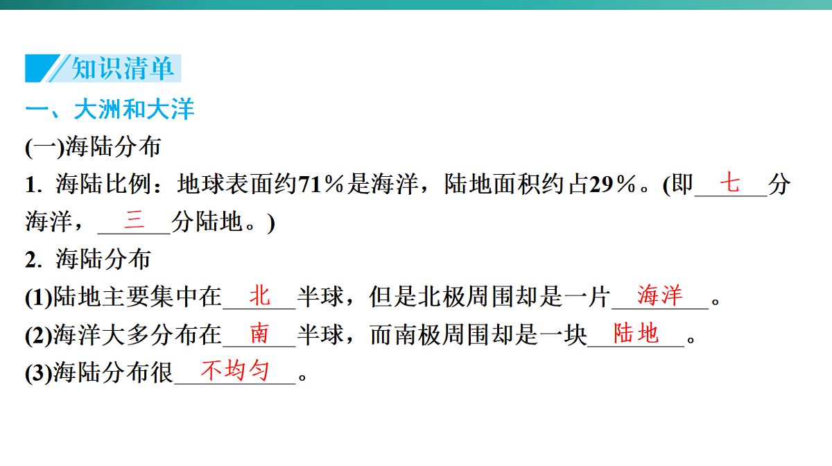 第三章　陆地与海洋  2026年中考地理一轮复习人教版七年级上册地理课件第4页