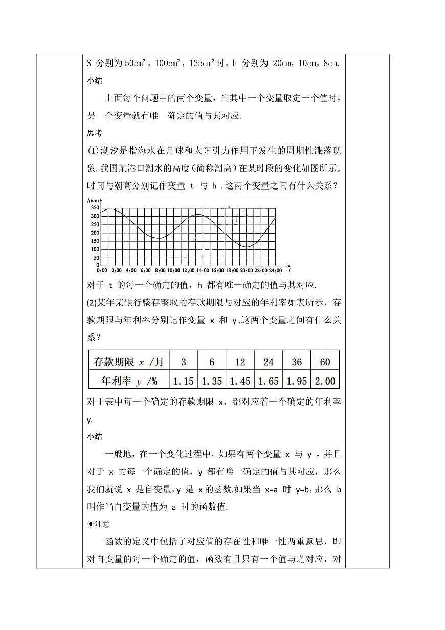 22.1.2 函数的概念 教学设计第2页