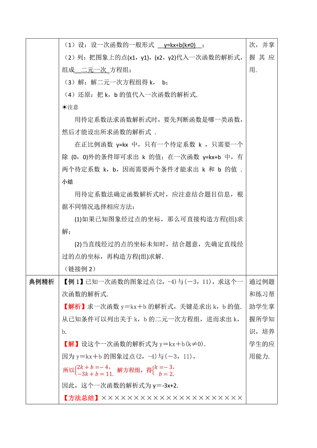 23.2.3 待定系数法求一次函数解析式 教学设计第2页