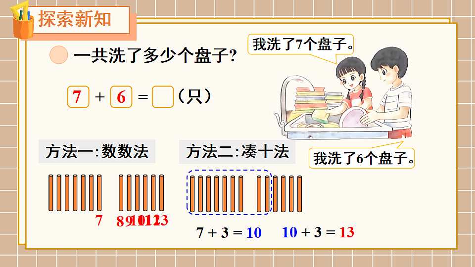 北师大版一年级数学下册课件《一 20以内数与加法 第5课时 一起做家务》第3页