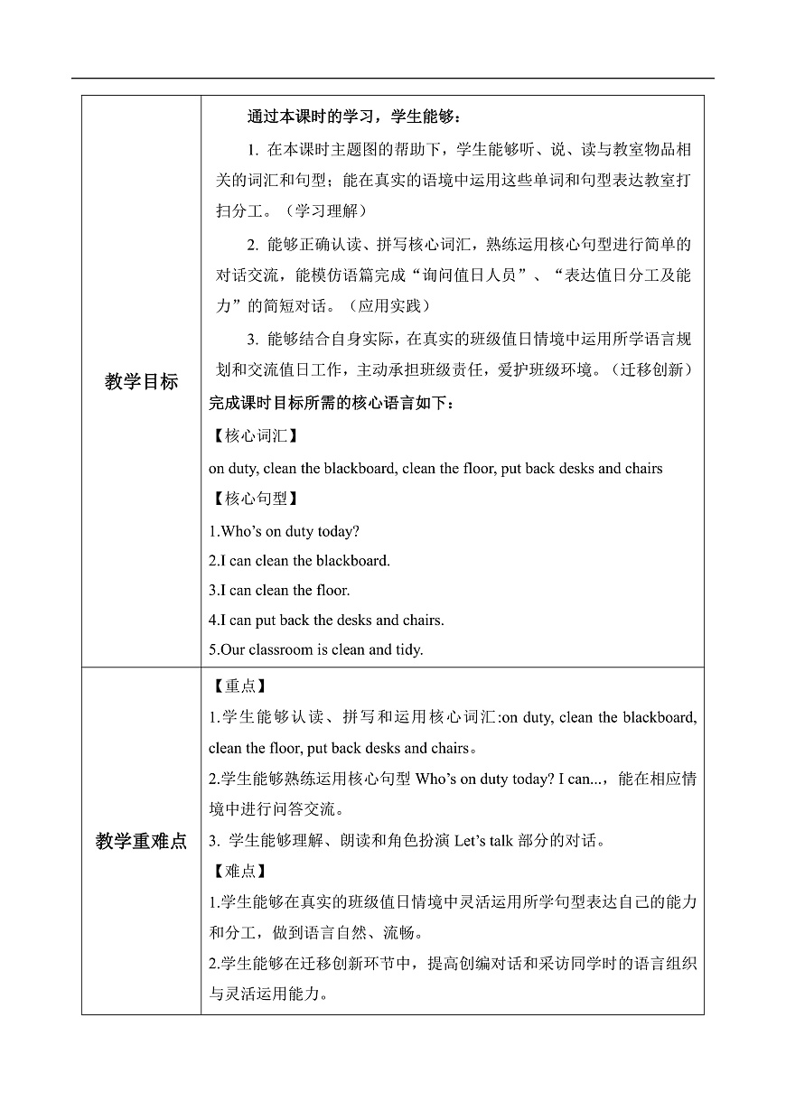 Unit 1 第4课时 Part B Let’s talk&Look and say 教学设计第2页