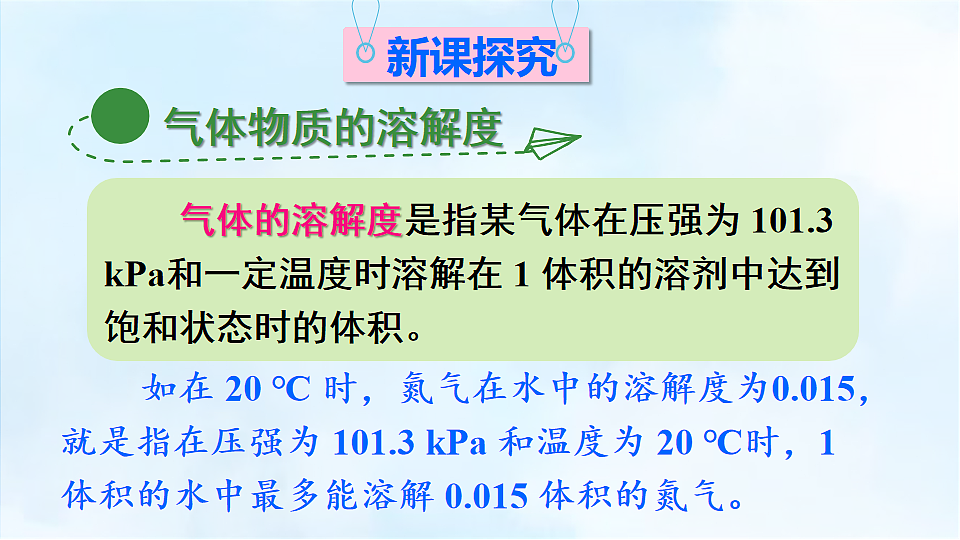 科粤版九年级化学下册教学课件《7.2 物质溶解的量 第3课时 气体物质的溶解度》第4页