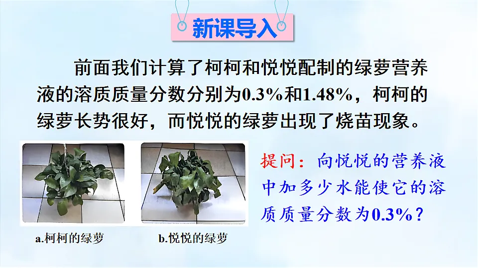 科粤版九年级化学下册教学课件《7.3 溶液浓稀的表示 第3课时 有关溶液稀释的计算》第2页