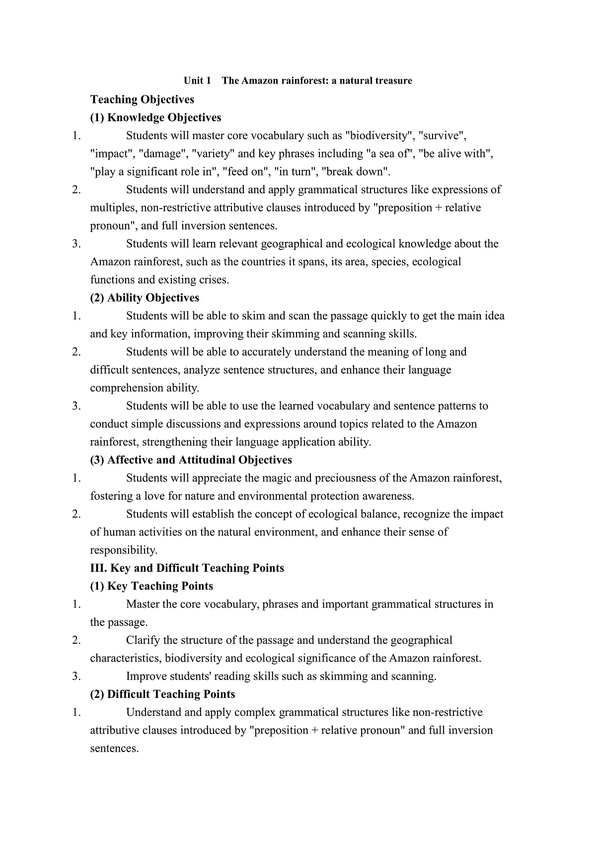 译林高一英语Unit1 Nature in the balance Reading全文翻译对照详解教案第1页
