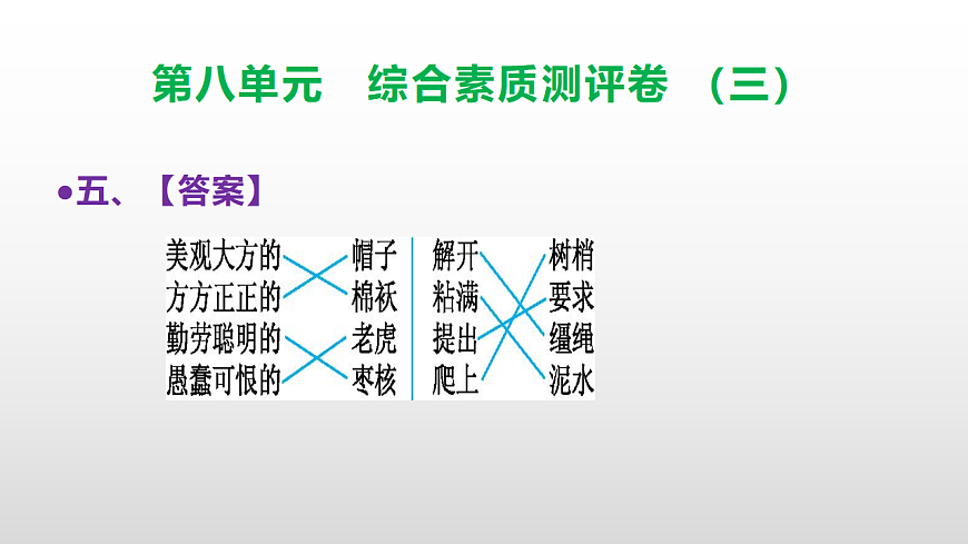 （新）部编版三年级语文下册第八单元综合素质测评卷（三）PPT（参考答案课件）第6页