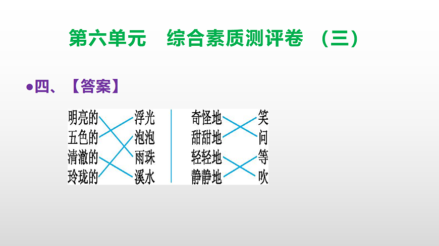（新）部编版三年级语文下册第六单元综合素质测评卷（三）PPT（参考答案课件）第5页