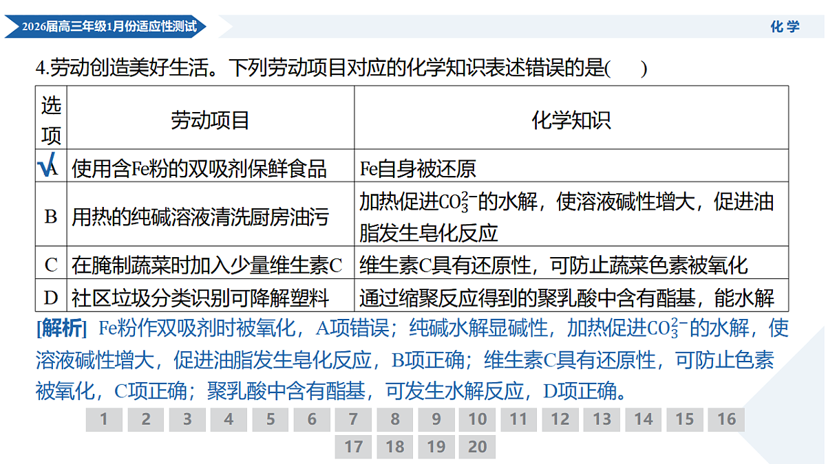 高三化学PPT课件(2026届高三年级1月份适应性测试)第7页