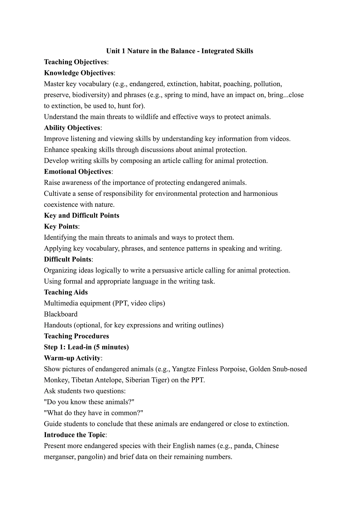译林必修三unit1 Nature in the balance Integrated skills教案第2页