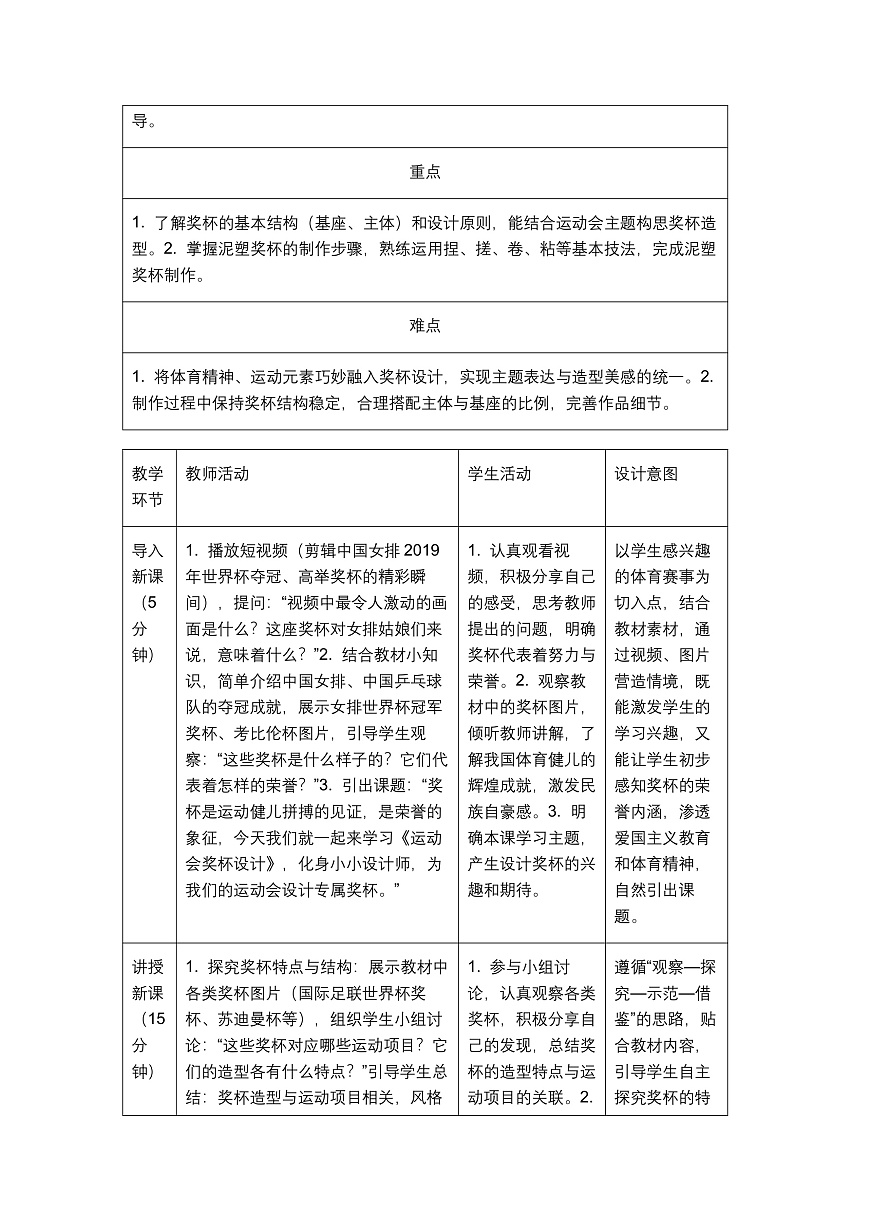 《运动会奖杯设计》教学设计第2页