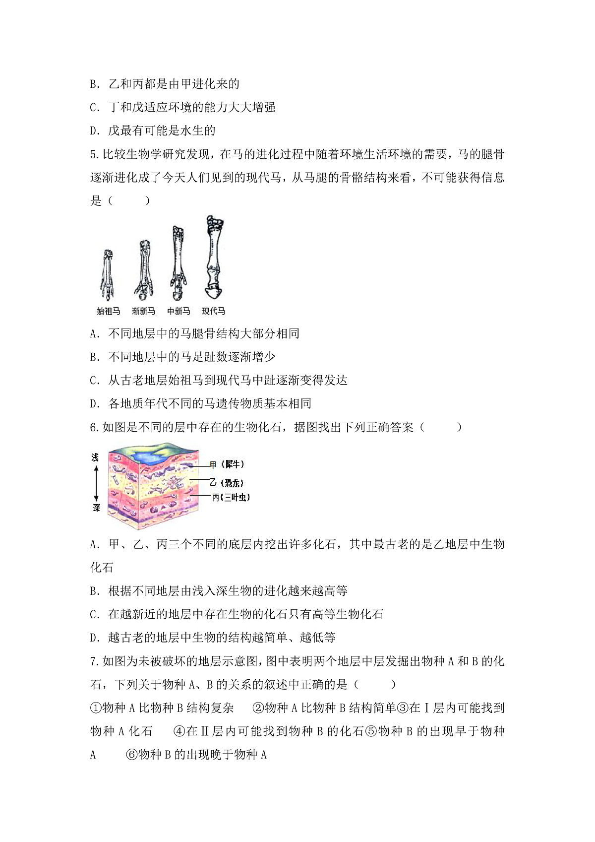 6.3.2《生物进化的历程》同步分层练习（含答案）第3页