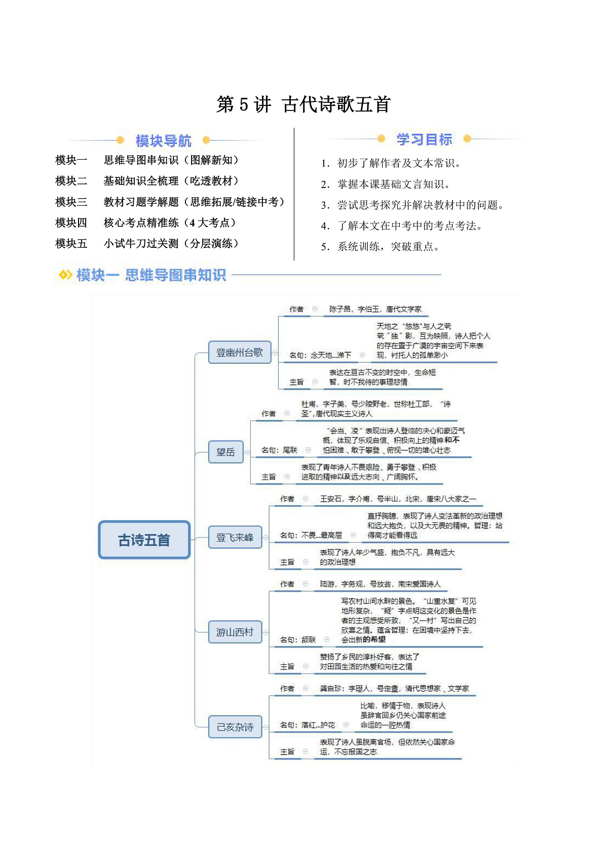 第05讲 古代诗歌五首（原卷版）第2页