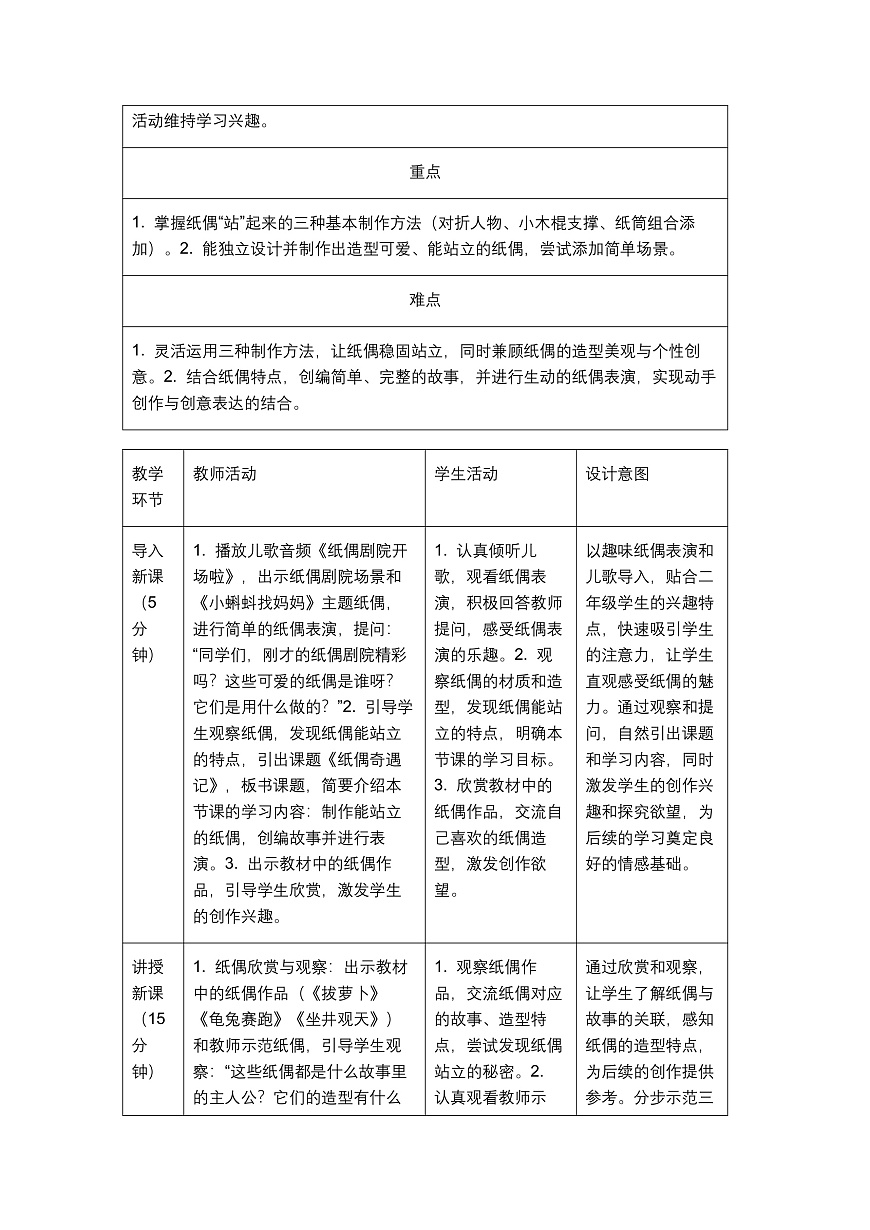 《纸偶奇遇记》教学设计第2页