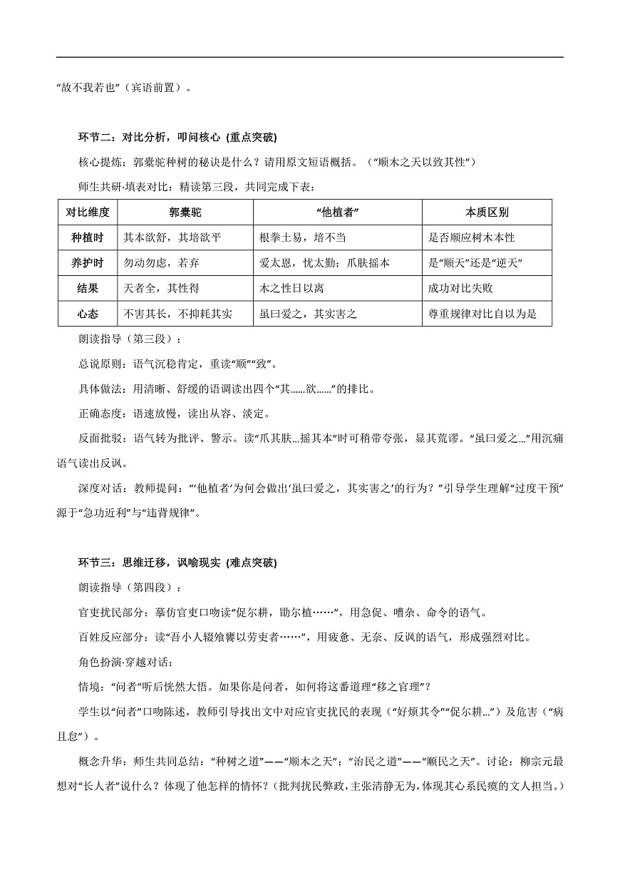 2026年统编版语文选择性必修下册第三单元11《种树郭橐驼传》教学设计第3页