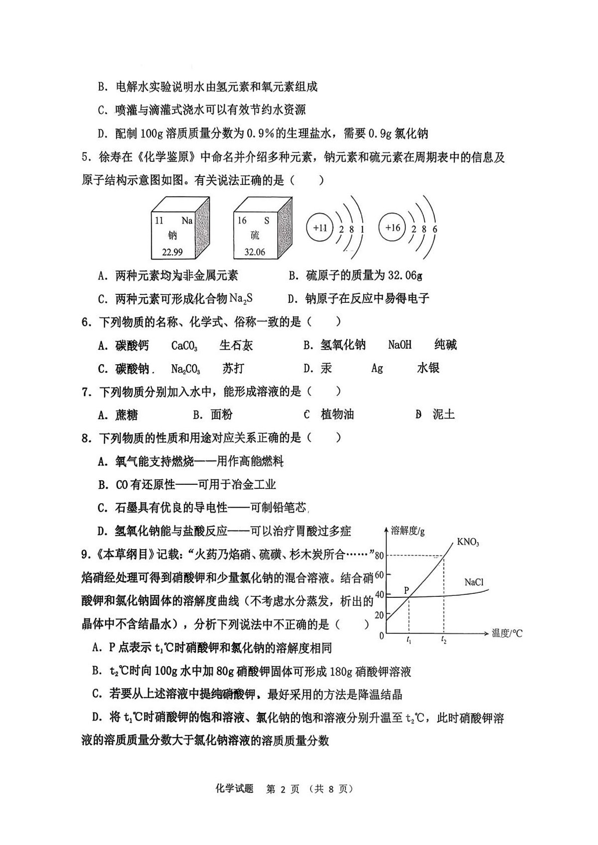 山东临沂市沂南县2025-2026学年九年级上学期1月期末考试化学试题第2页