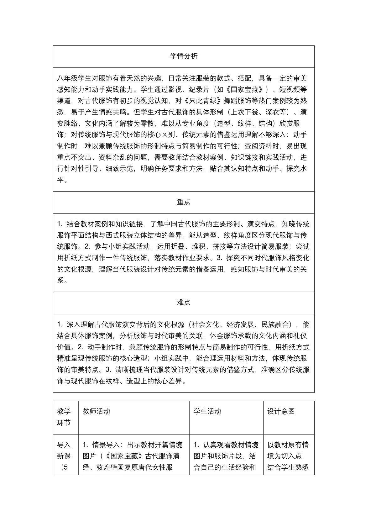 《服饰之美》教学设计第2页