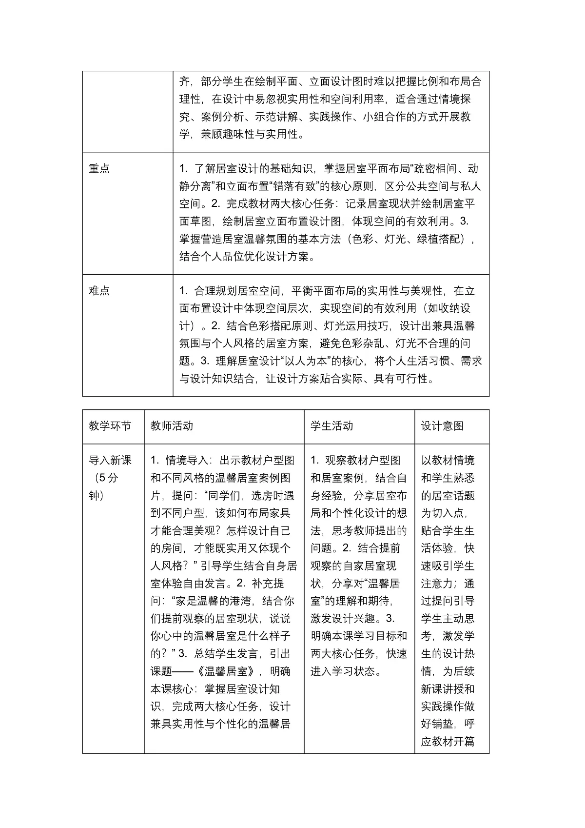 《温馨居室》教学设计第2页