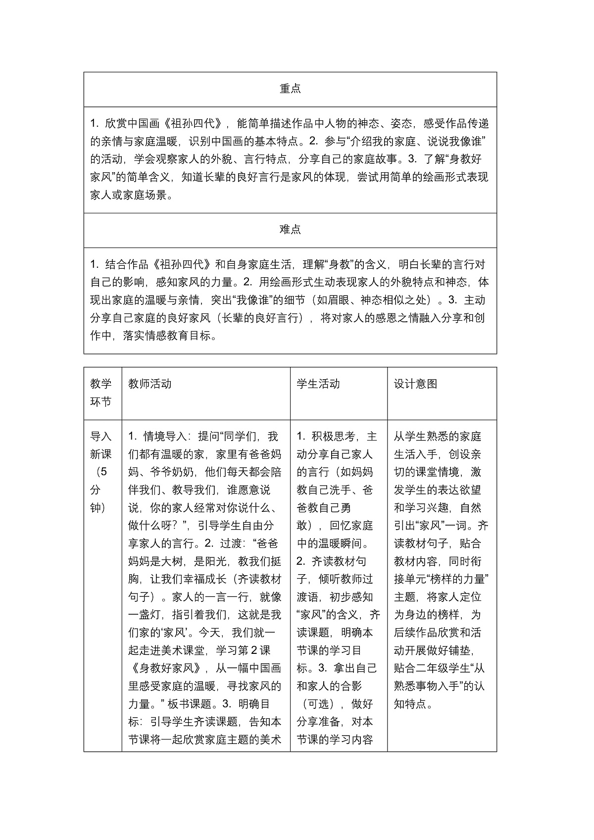 《身教好家风》教学设计第2页