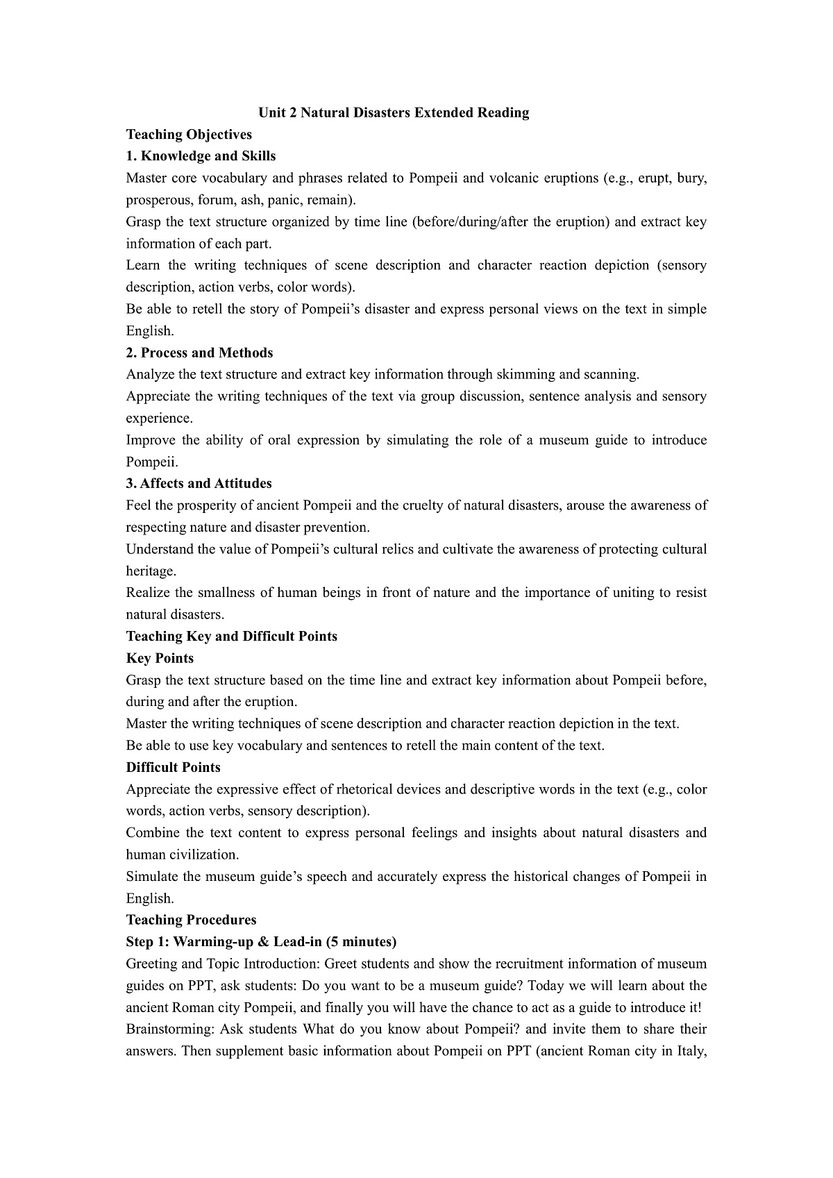 译林英语高一必修三Unit2 Natural Disaster Extended reading教案第1页