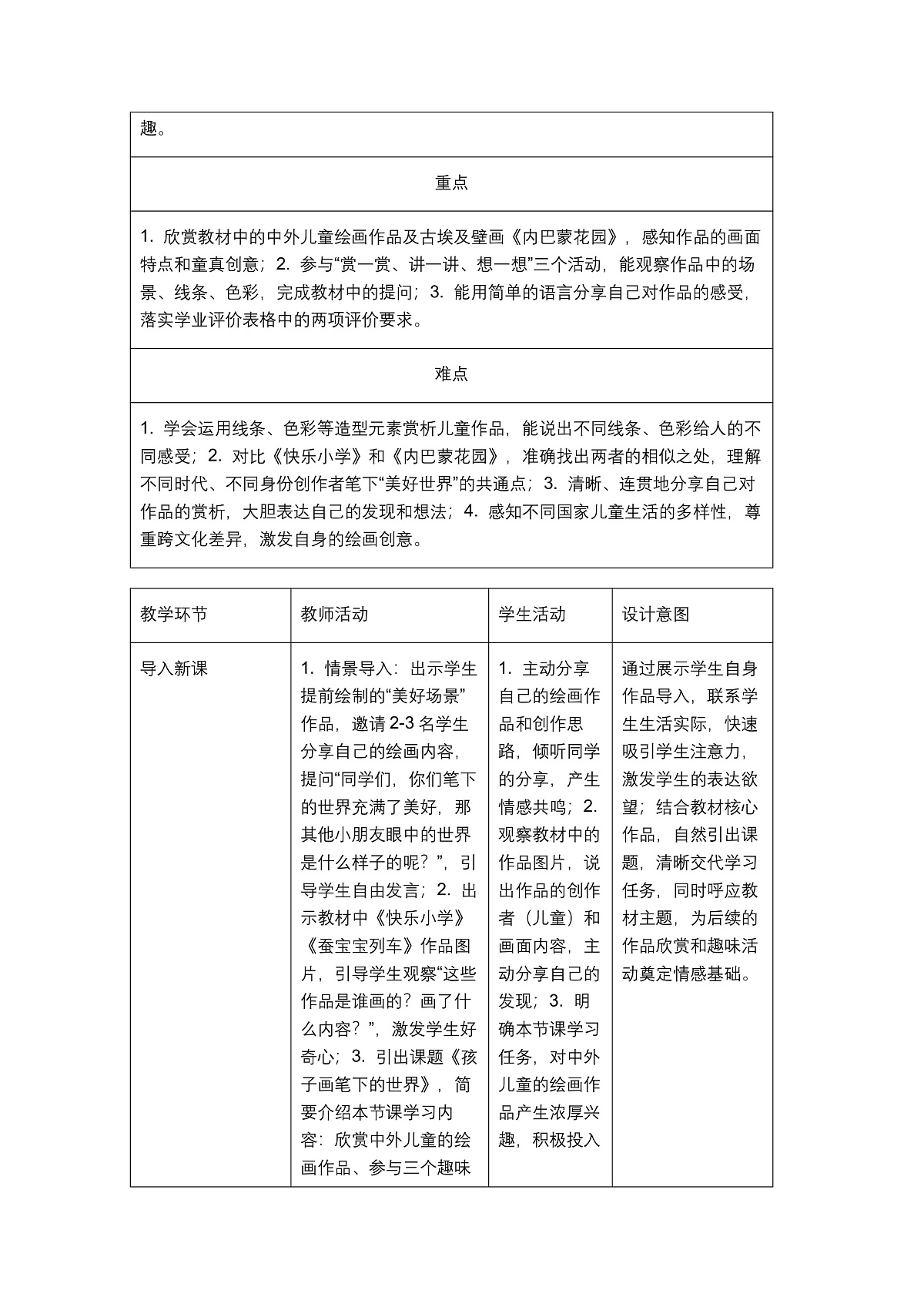 《孩子画笔下的世界》教学设计第2页
