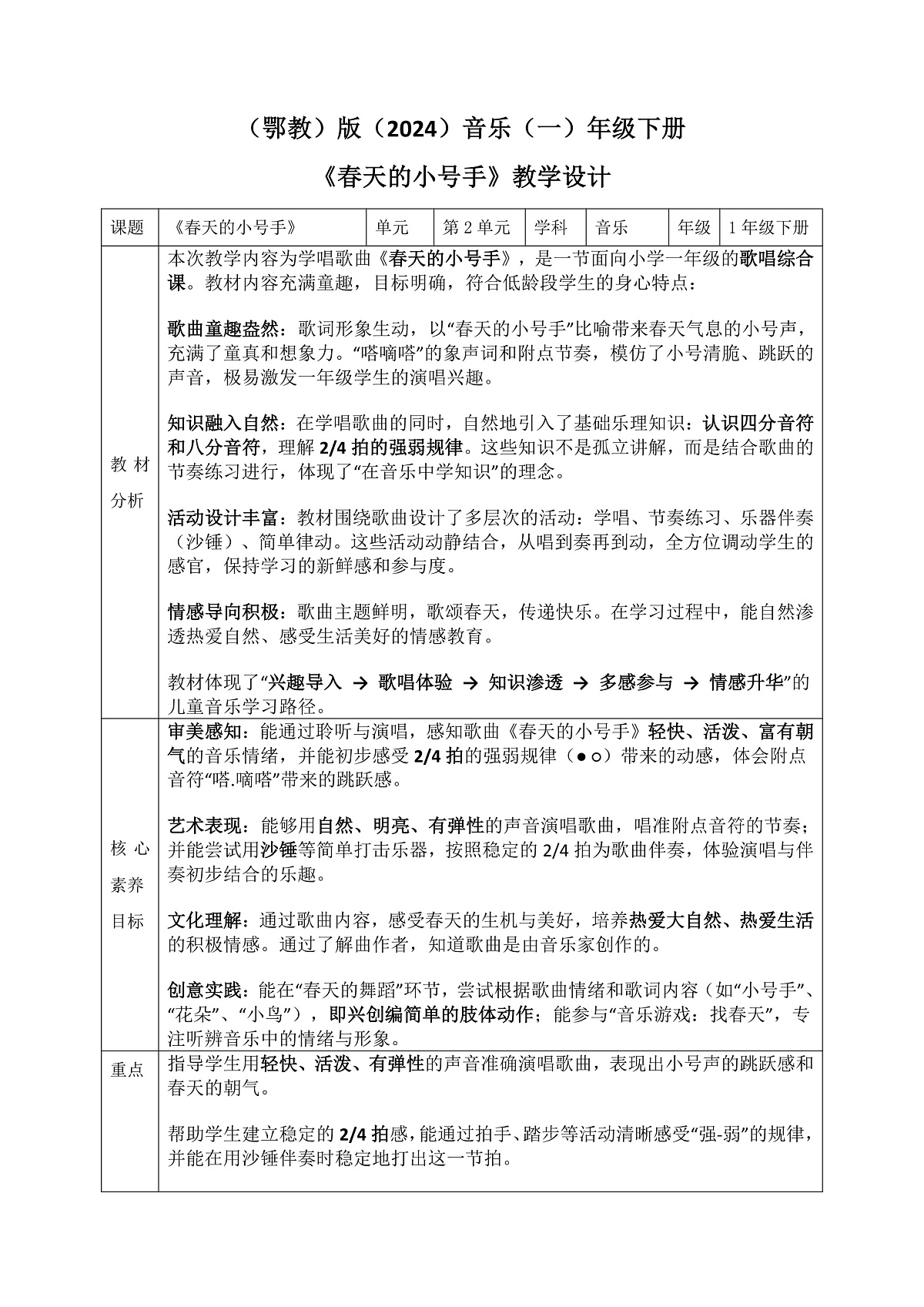 《春天的小号手》教案第1页