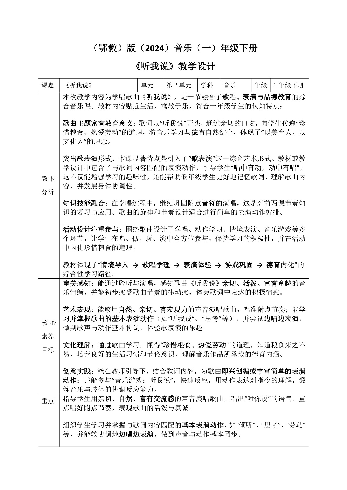 《听我说》教案第1页