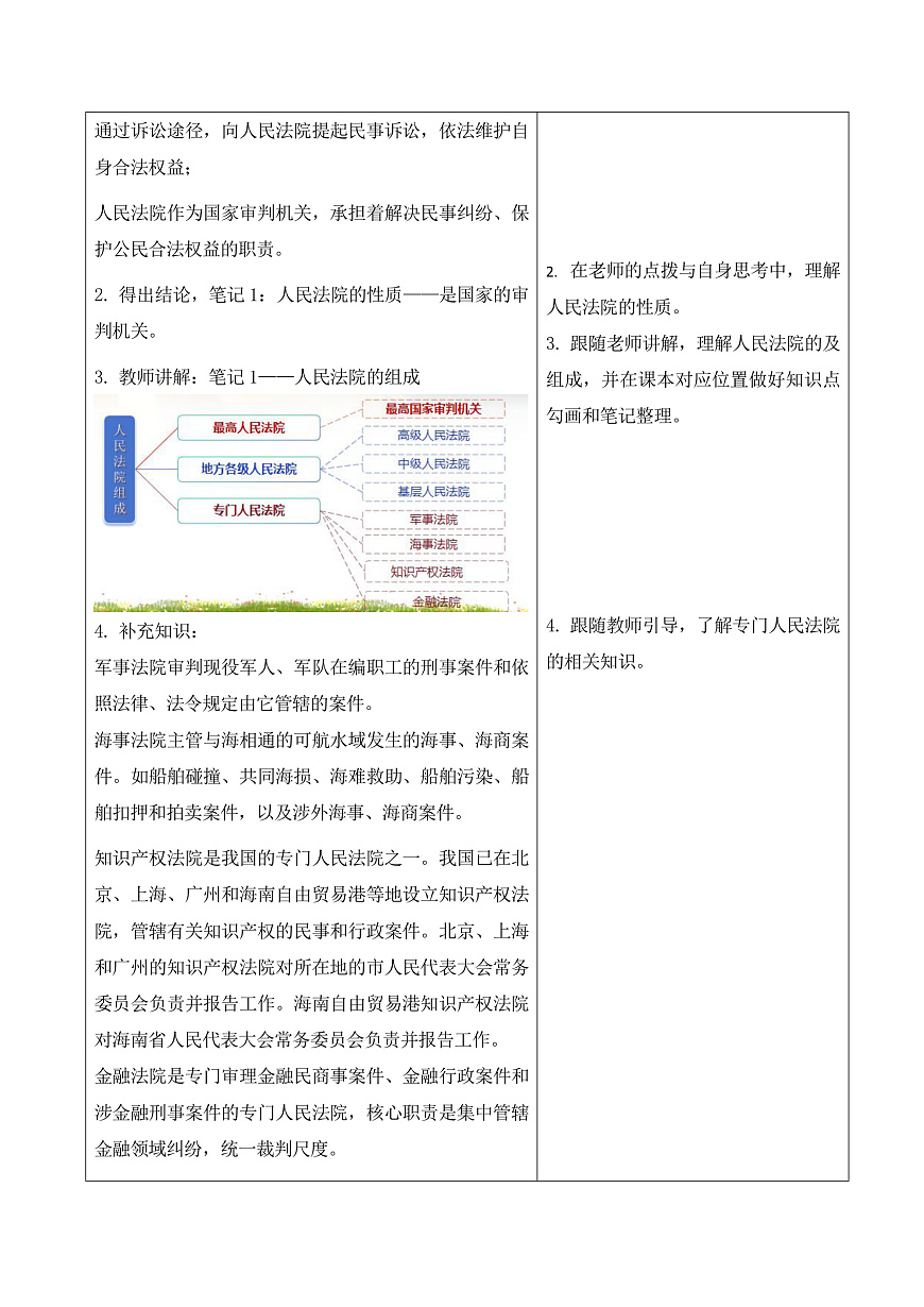 【初中道法八下】12.1《人民法院》教学设计第3页