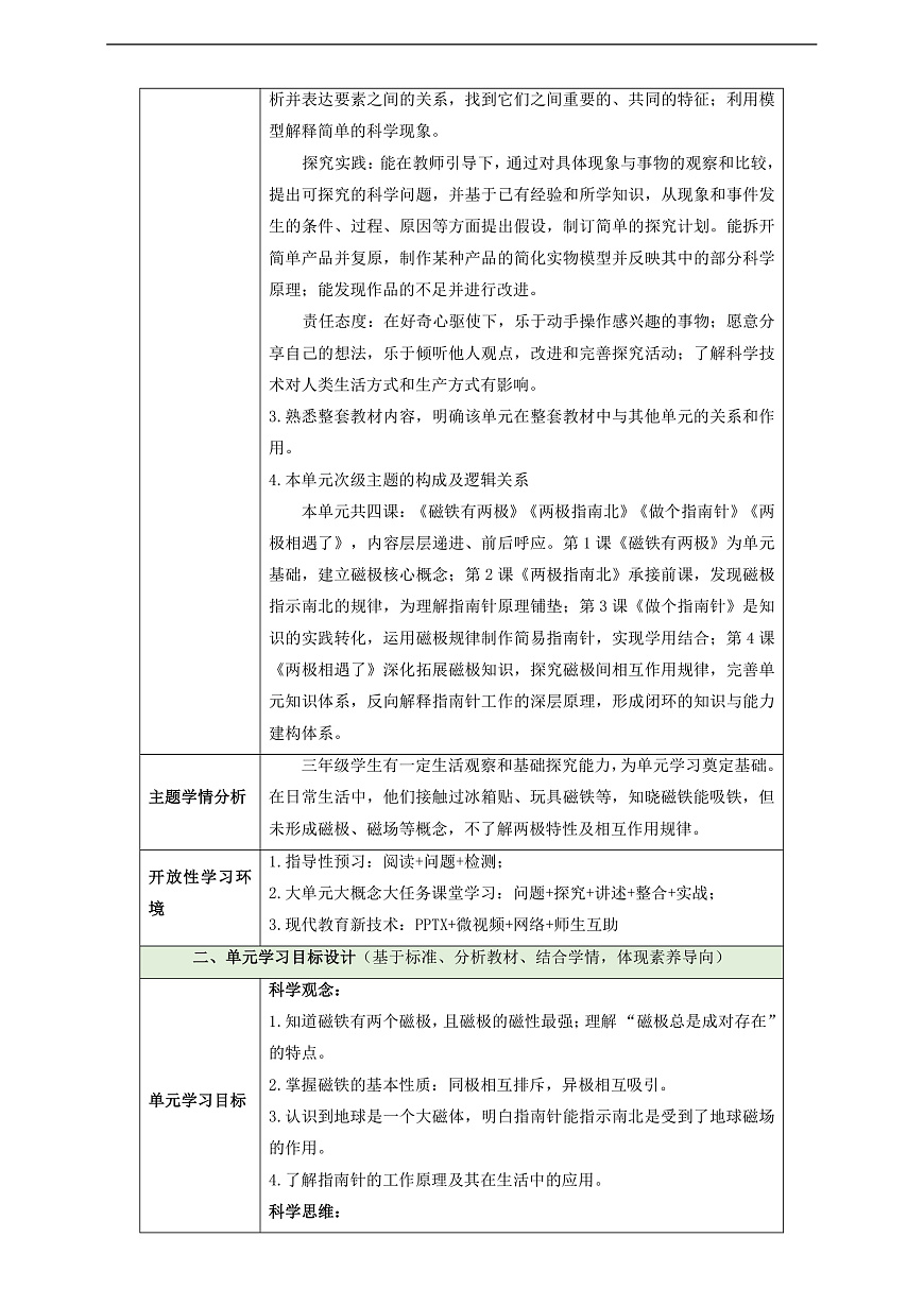 【大单元整体教学】第一单元《磁针与南北》整体设计第2页