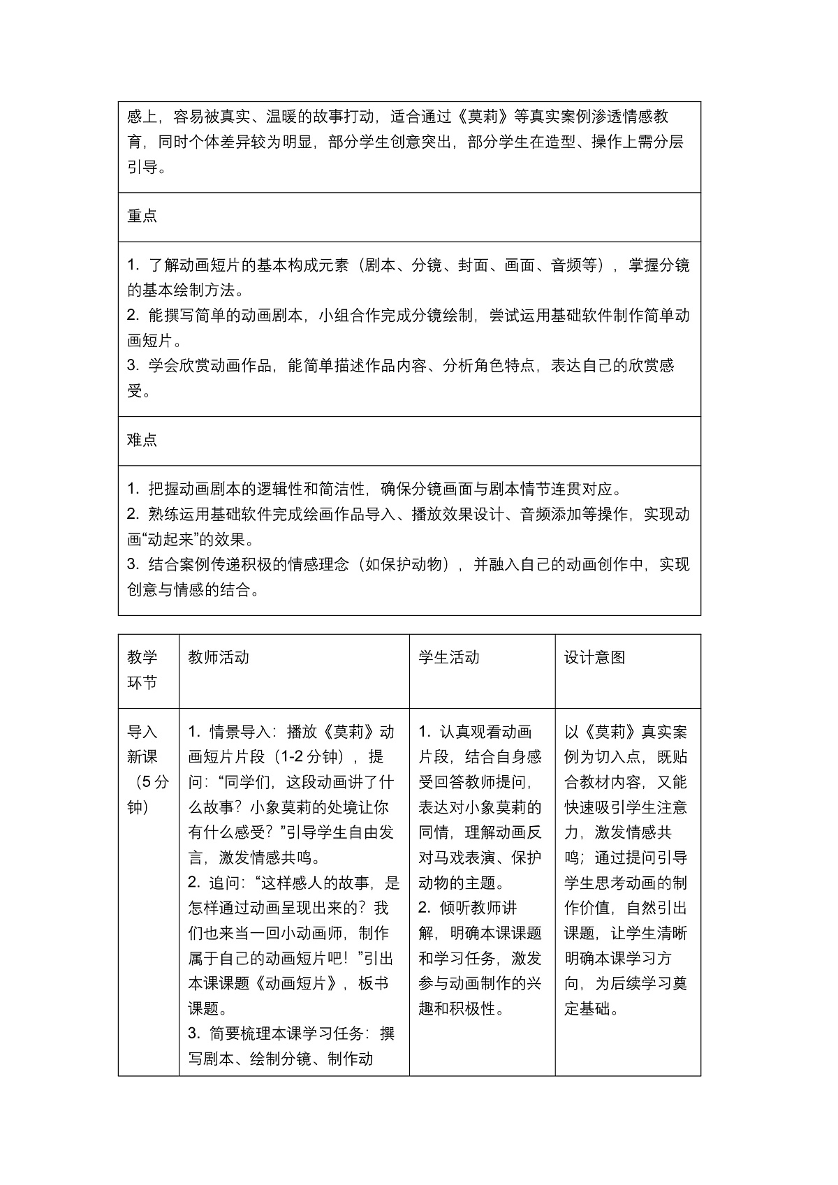 《动画短片》教学设计第2页