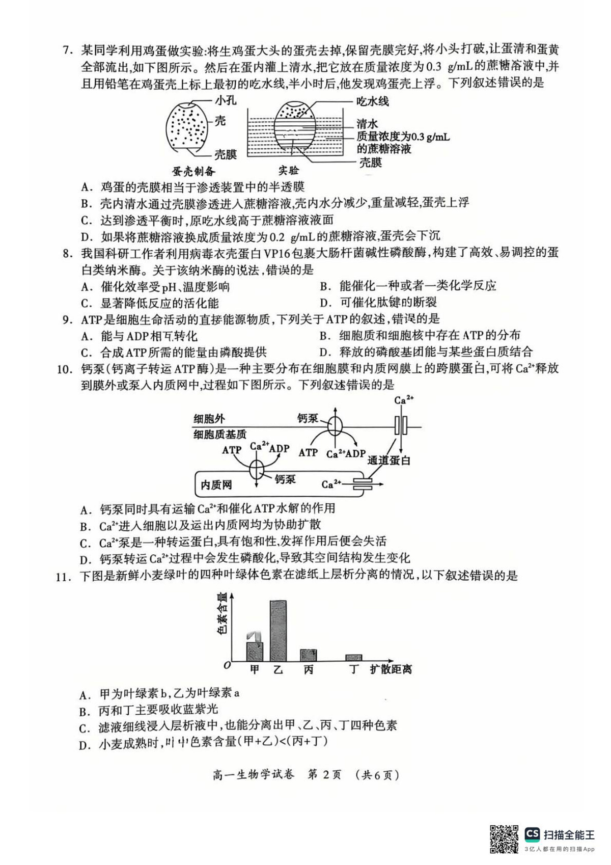 桂林市2025-2026学年度上学期期末质量检测高一年级生物学试题第2页