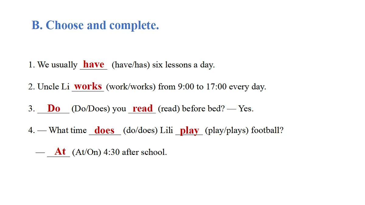 Unit1 What is your daily schedule：Period 4课件——2025-2026学年四年级下册《英语》沪教版(2024)第3页