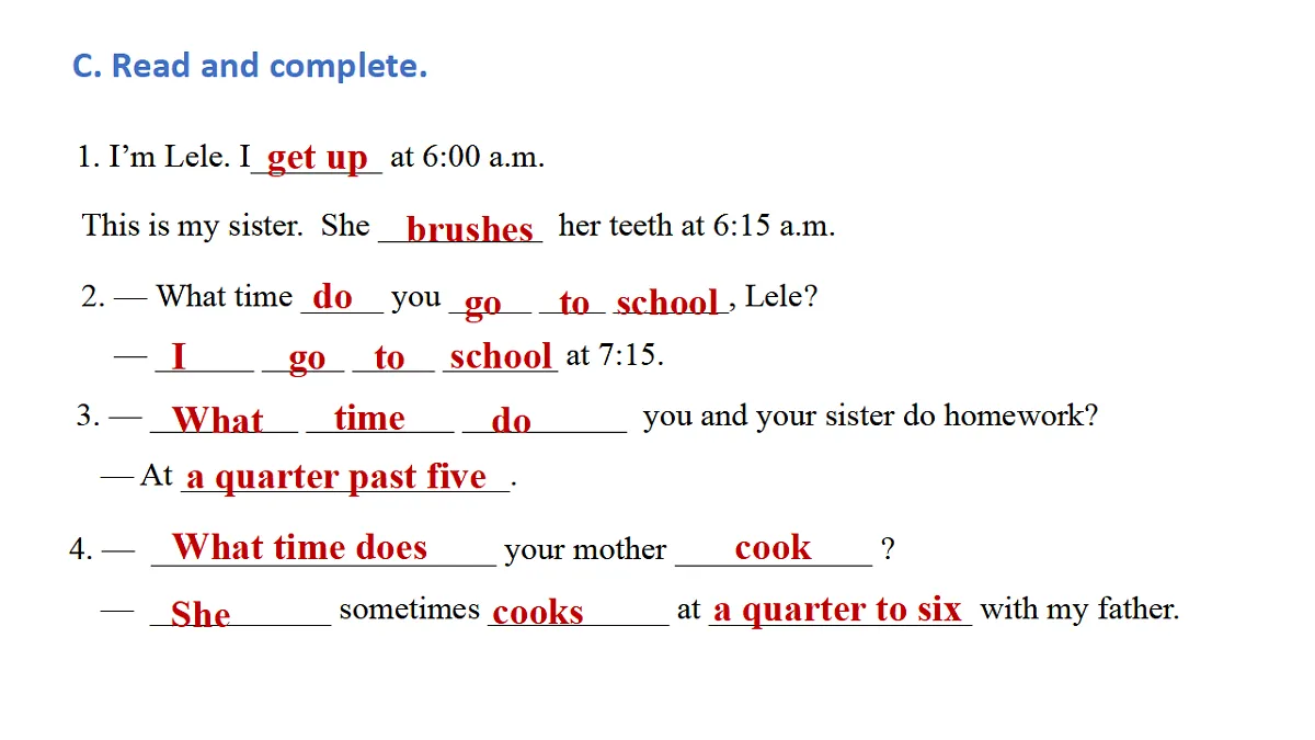 Unit1 What is your daily schedule：Period 4课件——2025-2026学年四年级下册《英语》沪教版(2024)第4页
