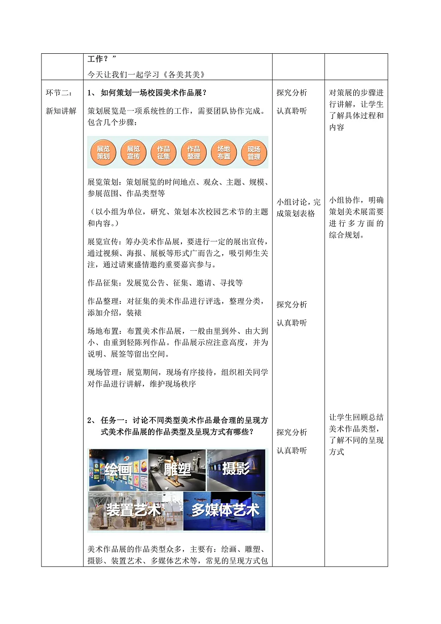 3-3《各美其美》核心素养教学设计（表格式）第2页